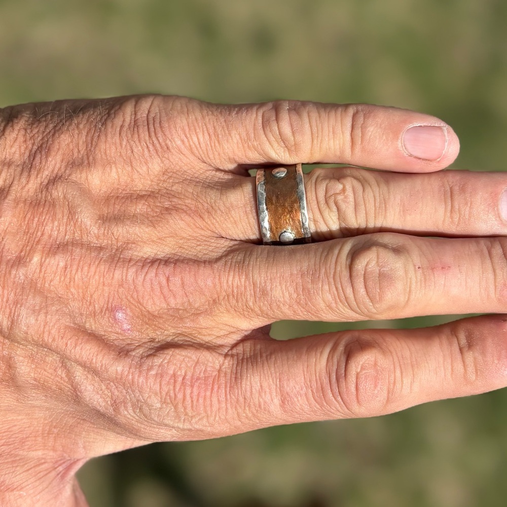 Men's Copper and 925 Sterling Silver Wedding/Accent Ring